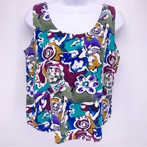 VINTAGE Abstract Floral Print Tank Top Size Medium